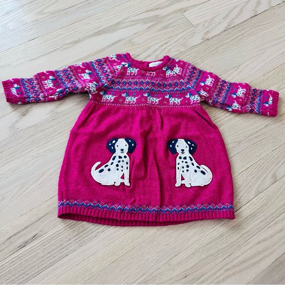 Jojo Maman Bebe Wool Mix Dalmation Dress Size 12-18M